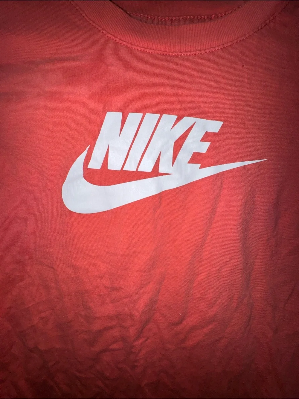 Nike Long-Sleeve Logo Tee in Coral-Red - Read Description